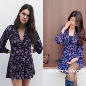 ZARA FLORAL PRINTED BLAZER JUMPSUIT
